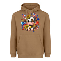 Toasted Coconut cute cow fourth of july Heavyweight Hoodie - texasbilliewilder