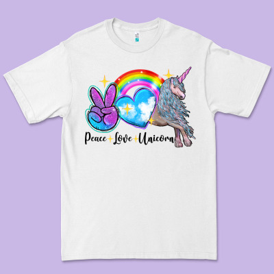 Peace Love Unicorn Premium Tee Designed By Lillyallendesigns