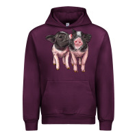 Mauve Wine cute baby pigs Urban Hoodie - Artiststas