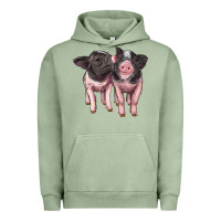 Pigment Oil Green cute baby pigs Urban Hoodie - Artiststas