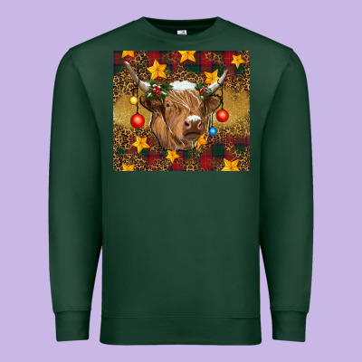 Christmas Highland Cow Tumbler Premium Sweatshirt Designed By Ranaportraitstore