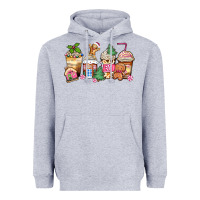 Heather Grey pink gingerbread coffee cups Heavyweight Hoodie - Zillion Design Studio