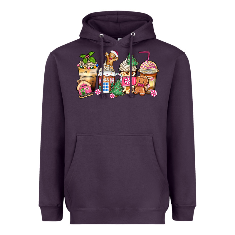 Pink Gingerbread Coffee Cups Heavyweight Hoodie by Zillion Design Studio | Teevron