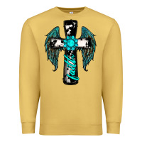 Antique Gold cross faith gemstone wings Premium Sweatshirt - RanaPortraitStore