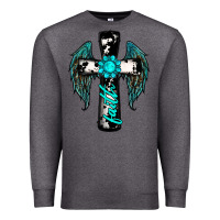 Charcoal Heather cross faith gemstone wings Premium Sweatshirt - RanaPortraitStore