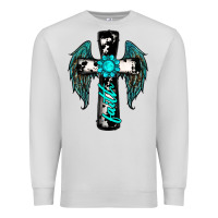 Dove Grey cross faith gemstone wings Premium Sweatshirt - RanaPortraitStore