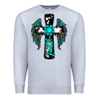 Heather Grey cross faith gemstone wings Premium Sweatshirt - RanaPortraitStore