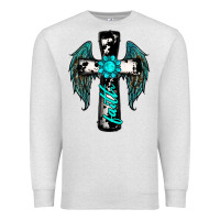Oatmeal Heather cross faith gemstone wings Premium Sweatshirt - RanaPortraitStore