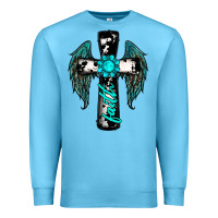 Ocean Blue cross faith gemstone wings Premium Sweatshirt - RanaPortraitStore