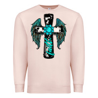 Pale Pink cross faith gemstone wings Premium Sweatshirt - RanaPortraitStore