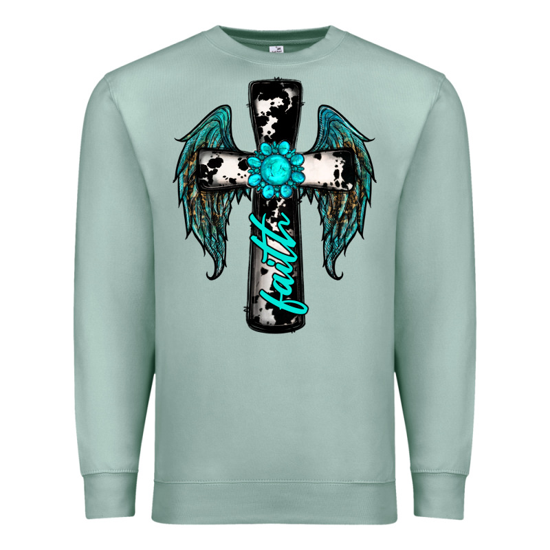 Cross Faith Gemstone Wings Premium Sweatshirt by RanaPortraitStore | Teevron