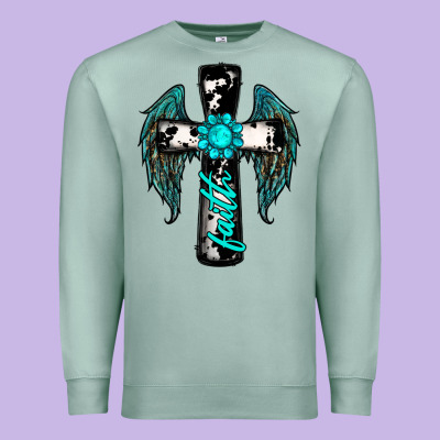 Cross Faith Gemstone Wings Premium Sweatshirt Designed By Ranaportraitstore