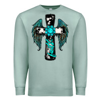 Seafoam cross faith gemstone wings Premium Sweatshirt - RanaPortraitStore