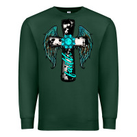 Sports Green cross faith gemstone wings Premium Sweatshirt - RanaPortraitStore