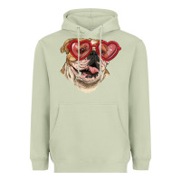 Matcha english bulldog with love glass Heavyweight Hoodie - RanaPortraitStore
