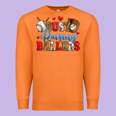 Busy Raising Ballers Baseball Premium Sweatshirt Designed By Zillion Design Studio