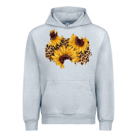 Heather Grey sunflower leopard patch Urban Hoodie - AdoDesignShop