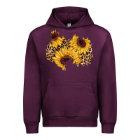 Mauve Wine sunflower leopard patch Urban Hoodie - AdoDesignShop
