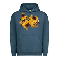 Pigment Midnight Navy sunflower leopard patch Urban Hoodie - AdoDesignShop