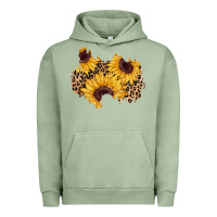 Pigment Oil Green sunflower leopard patch Urban Hoodie - AdoDesignShop