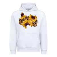 White sunflower leopard patch Urban Hoodie - AdoDesignShop