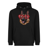 Black german shepherd with love glasses Heavyweight Hoodie - RanaPortraitStore