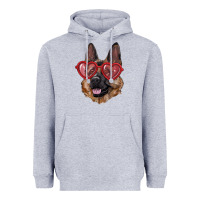 Heather Grey german shepherd with love glasses Heavyweight Hoodie - RanaPortraitStore