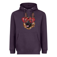 Plum german shepherd with love glasses Heavyweight Hoodie - RanaPortraitStore