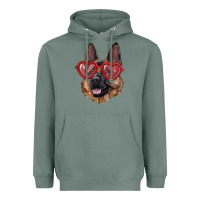 German Shepherd With Love Glasses Heavyweight Hoodie | Teevron