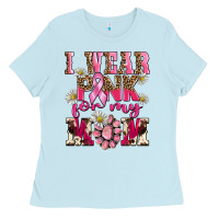 Baby Blue i wear pink for my mom Ladies Tee - BarkalooDesign