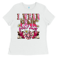 White i wear pink for my mom Ladies Tee - BarkalooDesign