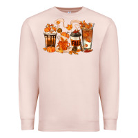 Pale Pink Fall Coffee Cups Premium Sweatshirt - texasbilliewilder