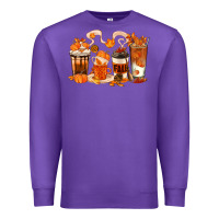 Purple Fall Coffee Cups Premium Sweatshirt - texasbilliewilder