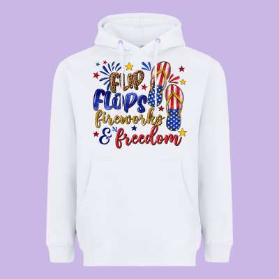 Heavyweight Hoodie flip flops fireworks and freedom