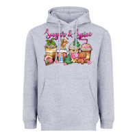 Heather Grey sugar and spice pink gingerbread coffee cups Heavyweight Hoodie - Zillion Design Studio