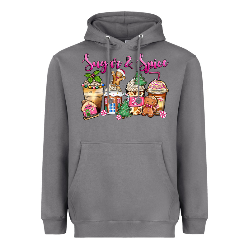 Sugar And Spice Pink Gingerbread Coffee Cups Heavyweight Hoodie by Zillion Design Studio | Teevron