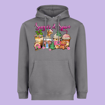 Sugar And Spice Pink Gingerbread Coffee Cups Heavyweight Hoodie Designed By Zillion Design Studio