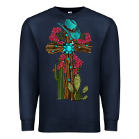 Navy cross gemstone cactus roses cowboy hat Premium Sweatshirt - RanaPortraitStore
