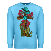 Ocean Blue cross gemstone cactus roses cowboy hat Premium Sweatshirt - RanaPortraitStore