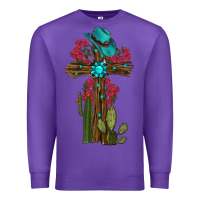 Purple cross gemstone cactus roses cowboy hat Premium Sweatshirt - RanaPortraitStore