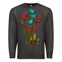 Smoke cross gemstone cactus roses cowboy hat Premium Sweatshirt - RanaPortraitStore