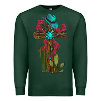 Sports Green cross gemstone cactus roses cowboy hat Premium Sweatshirt - RanaPortraitStore