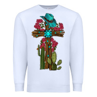 White cross gemstone cactus roses cowboy hat Premium Sweatshirt - RanaPortraitStore