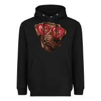 Black labrador retriever with love glass Heavyweight Hoodie - RanaPortraitStore