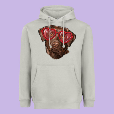Heavyweight Hoodie labrador retriever with love glass