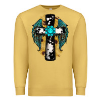 Antique Gold cross gemstone wings Premium Sweatshirt - RanaPortraitStore