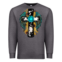 Charcoal Heather cross gemstone wings Premium Sweatshirt - RanaPortraitStore