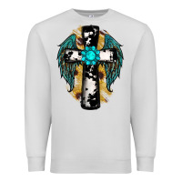 Dove Grey cross gemstone wings Premium Sweatshirt - RanaPortraitStore