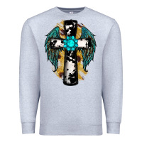 Heather Grey cross gemstone wings Premium Sweatshirt - RanaPortraitStore