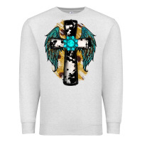 Oatmeal Heather cross gemstone wings Premium Sweatshirt - RanaPortraitStore